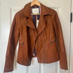 ANTHROPOLOGIE BROWN SUEDE/ FAUX LEATHER JACKET